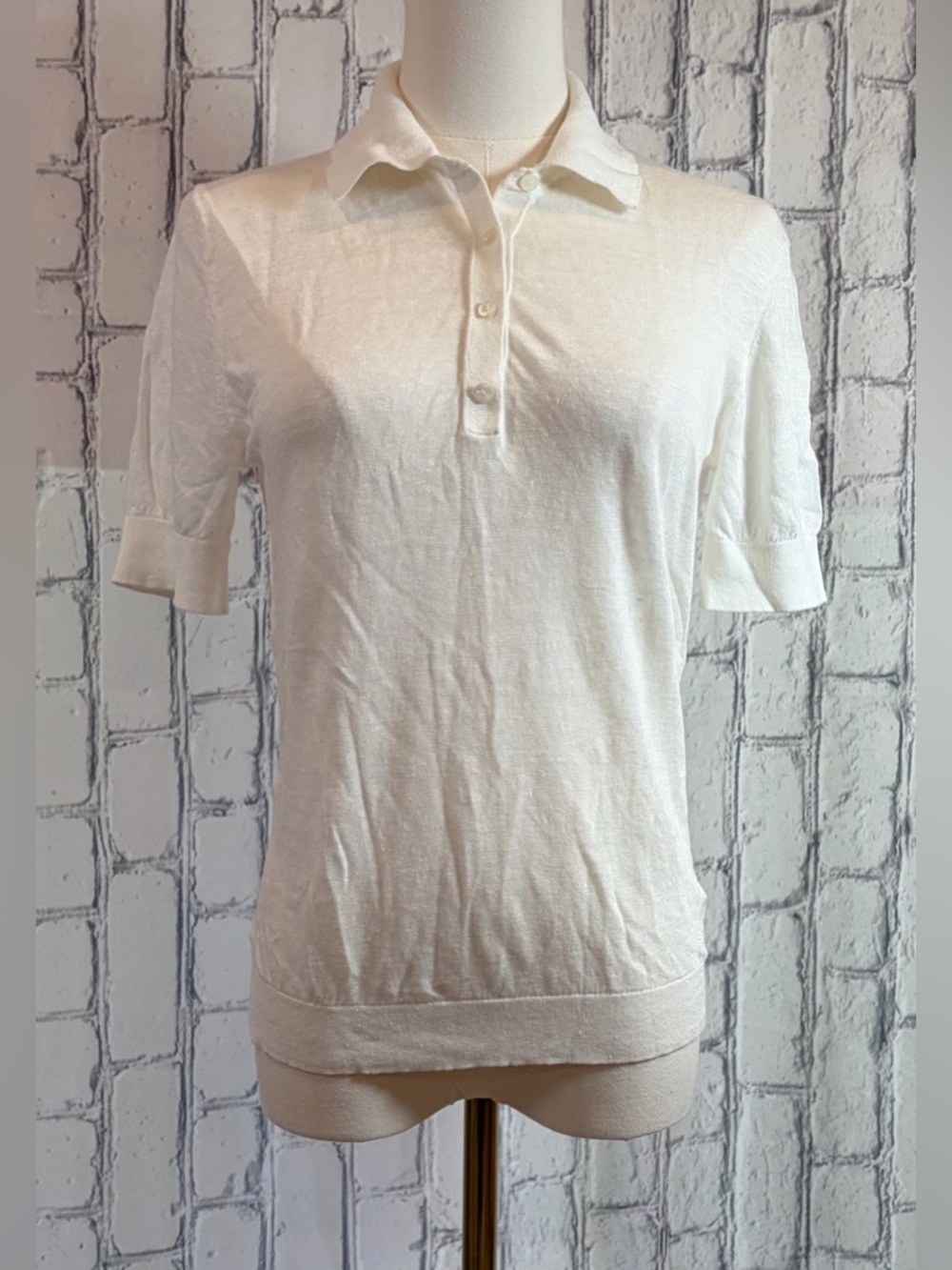 Theory Size:S Women Classic White Polo Knit Top